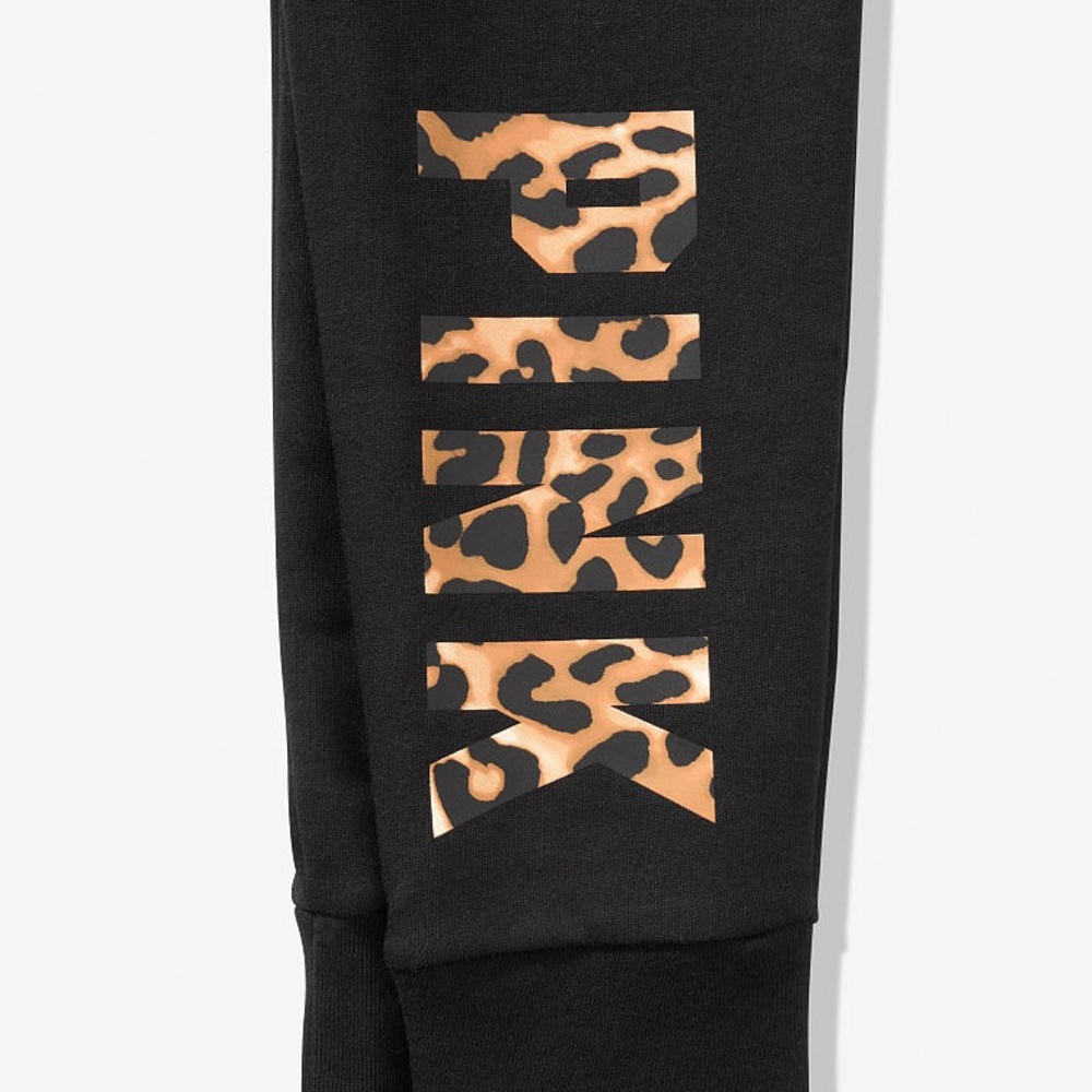 💕VS PINK BLACK & LEOPARD HIGHWAIST SKINNY JOGGERS - Picture 5 of 8
